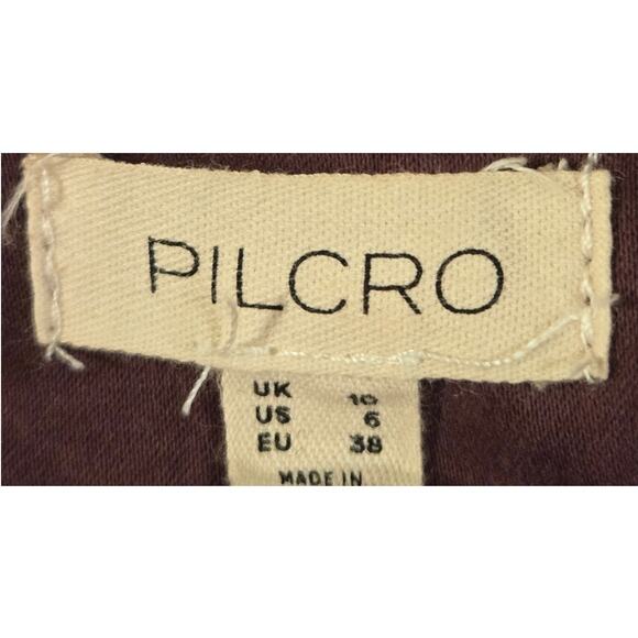 Anthropologie Pilcro Coated Crewneck Jumper Zip Mini Dress Sleeveless Wine Sz 6 - Picture 9 of 13